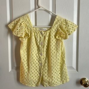 zara yellow eyelet blouse